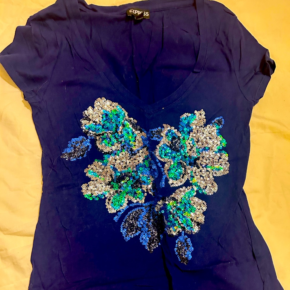 Express blue sequin T-shirt